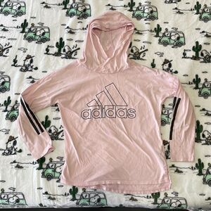 Adidas logo little girls light pink hooded sweatshirt size 10-12 preowned